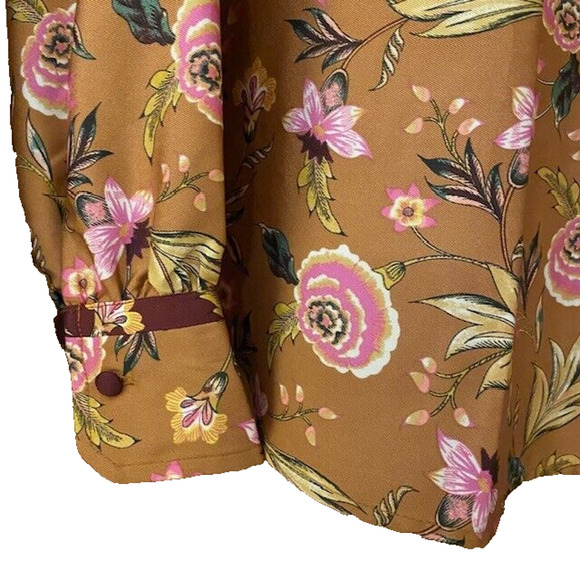 NEW with Tags LOFT Womens XS Floral Print Henley Blouse Tailored Silky Shirt - Picture 5 of 8